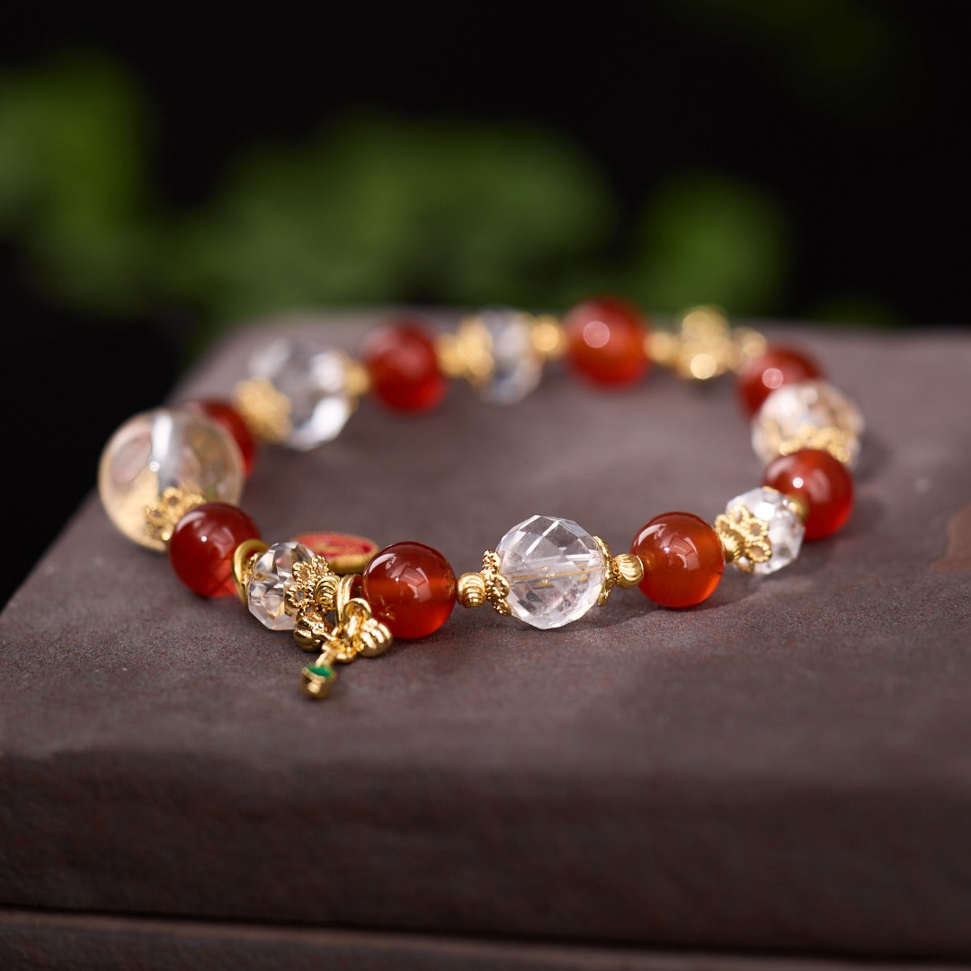 Red Agate Gourd & Ruyi Wealth Bracelet