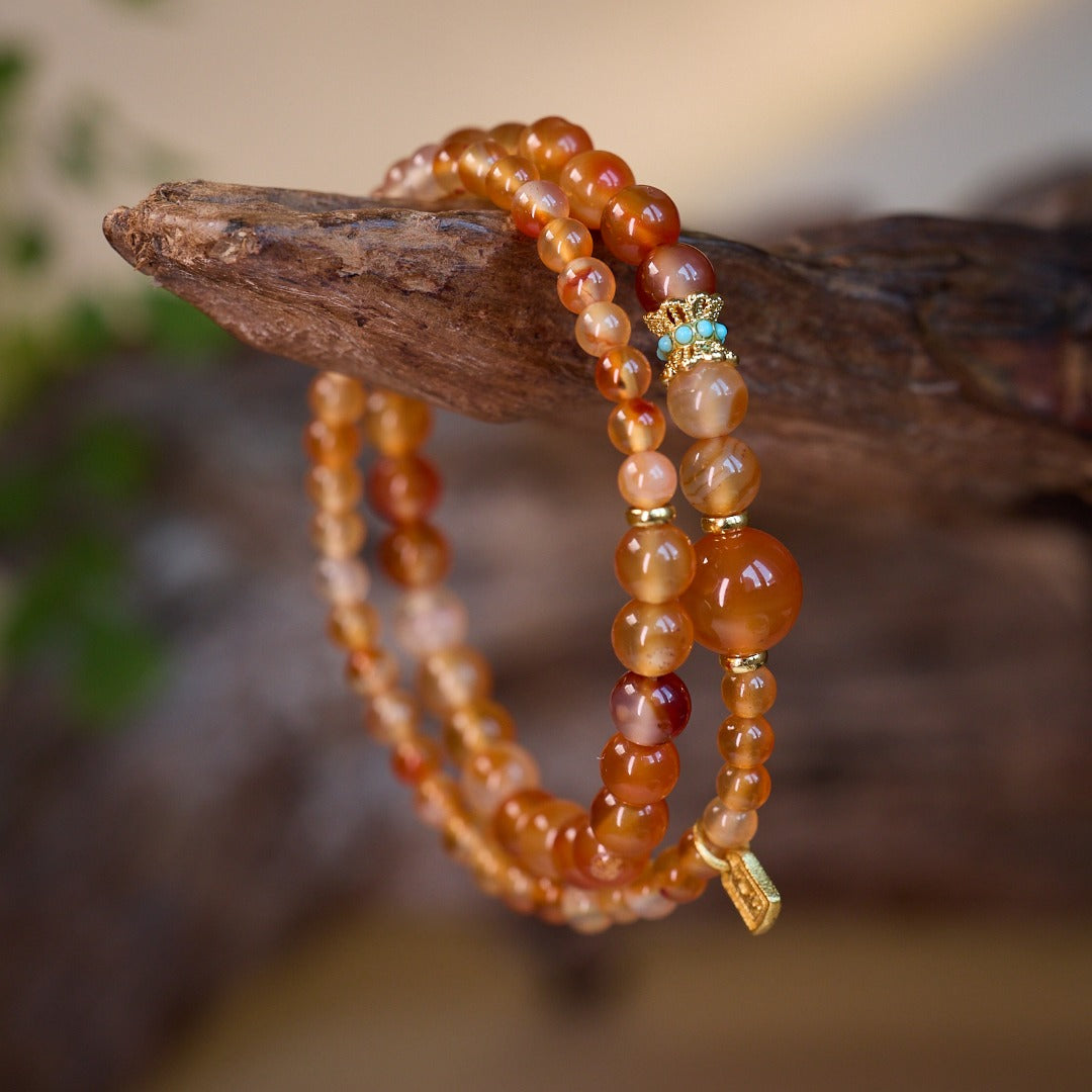Red Agate & Ancient Gold Fortune Bracelet