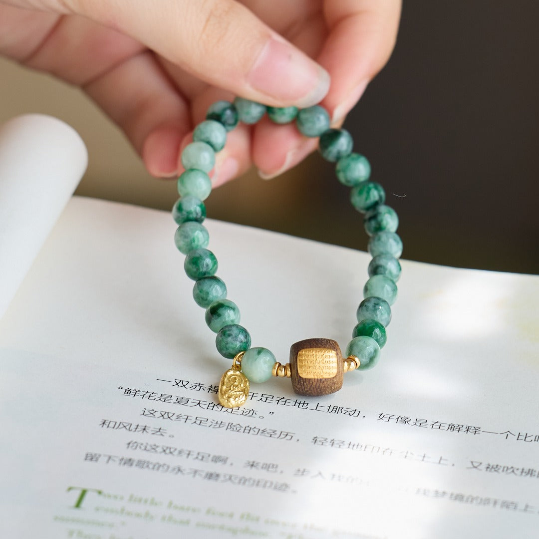 Jade- & Sandelholz-Gold-Sutra-Segen-Armband