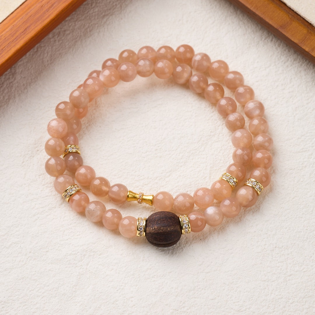 Golden Sunstone & Sandalwood Pumpkin Bracelet
