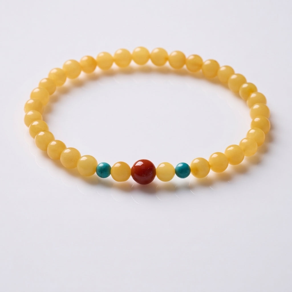 Beeswax & Southern Red Agate & Turquoise Bracelet