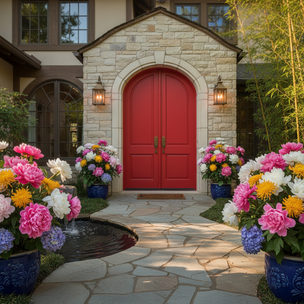 feng shui flowers front of house