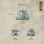 Feng Shui "Jin Chan" Crapaud Porte-Bonheur | Grenouille de la richesse en grès vert pour la protection au bureau et à la maison