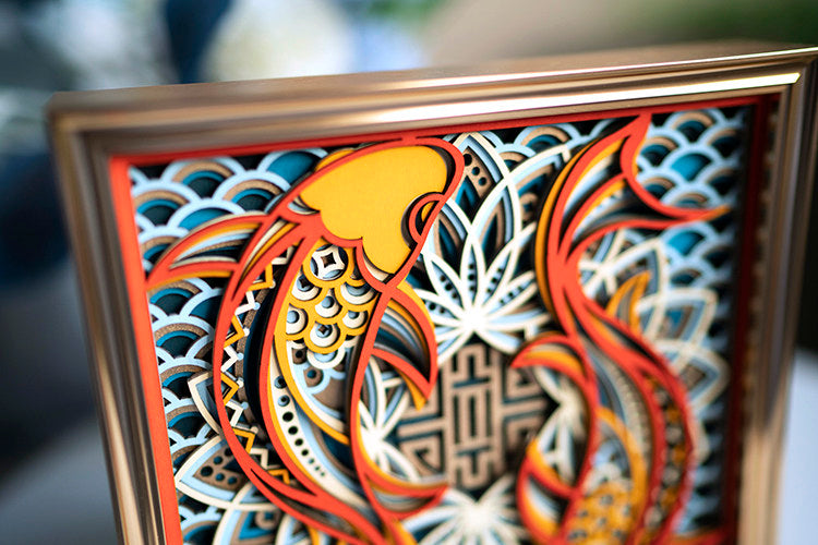 3D Koi Layered Wood Art