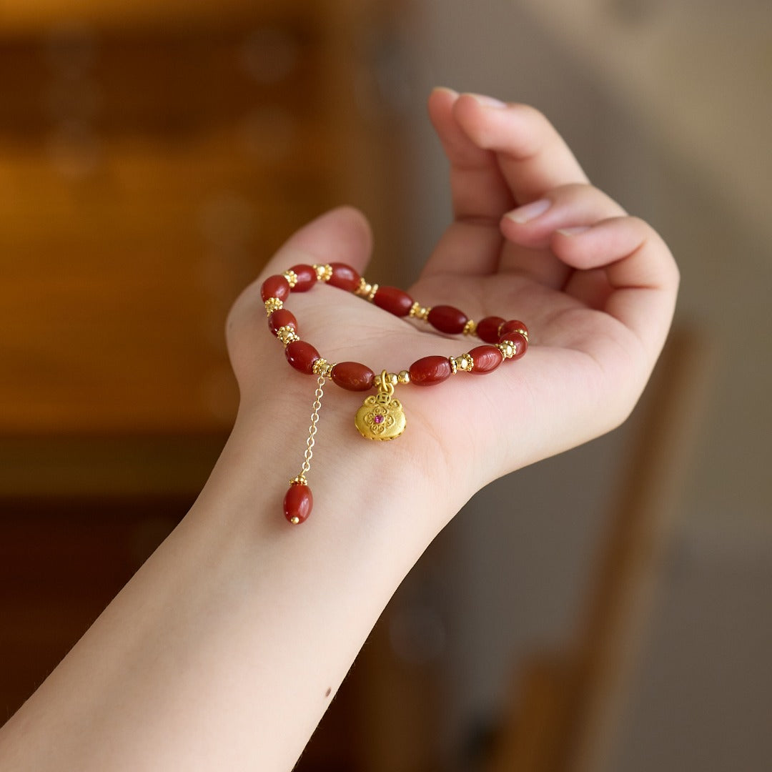 Red Agate Ruyi Lock Prosperity Bracelet