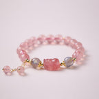 Strawberry Quartz Fuchs Charm Armband