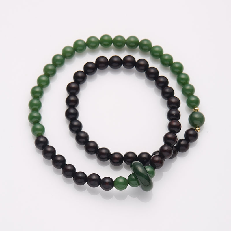 Bracelet Double Boucle Garnet & Jade Peace Buckle