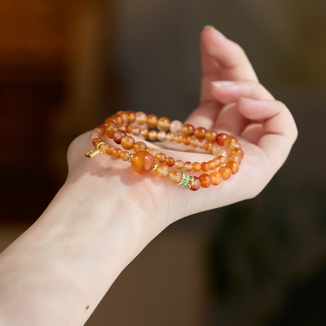 Red Agate & Ancient Gold Fortune Bracelet