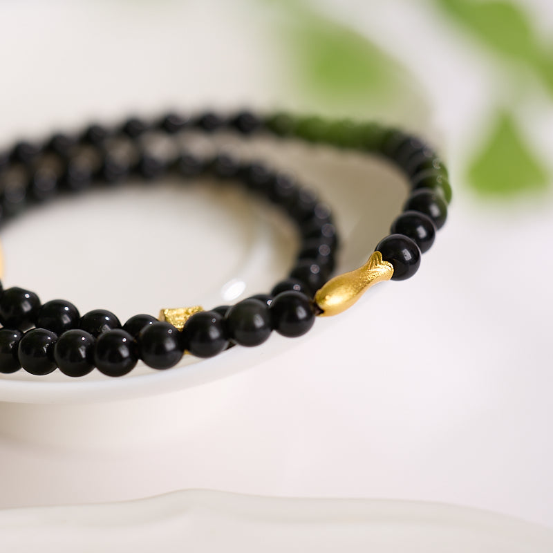 Obsidian Koi Wealth & Protection Bracelet