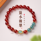 Bracelet Porte-Bonheur en Gourde d’Agate Rouge et Jade