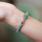 Teal Jade Abakus & Rollender Ring Armband
