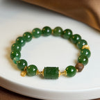 Spinach Green Jade Wealth Bracelet
