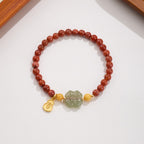 Pulsera de la Fortuna con Calabaza de Ágata Roja y Jade