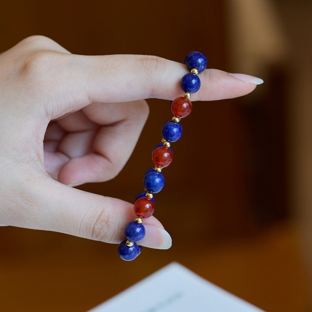Royal Lapis & Red Agate Wisdom Bracelet