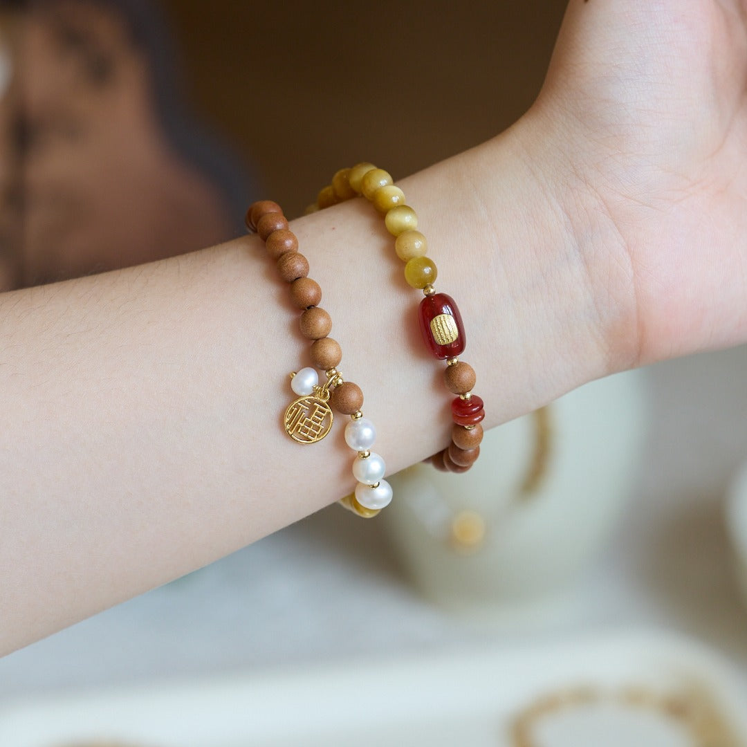 Golden Tiger Eye & Sandalwood Fortune Bracelet