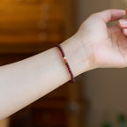 Wine Red Garnet Enamel Luck Bracelet