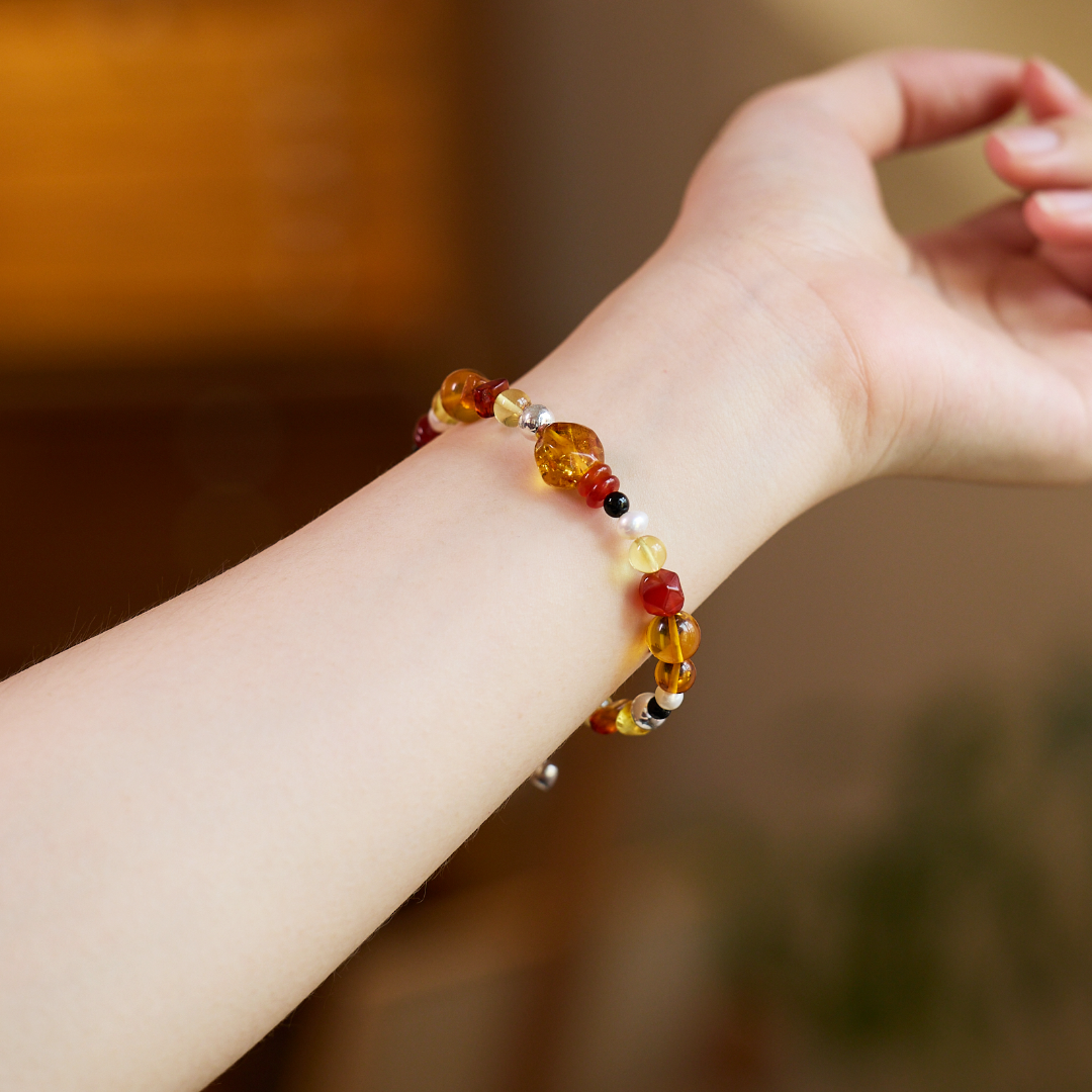 Golden Amber & Multi-Gem Wealth Bracelet