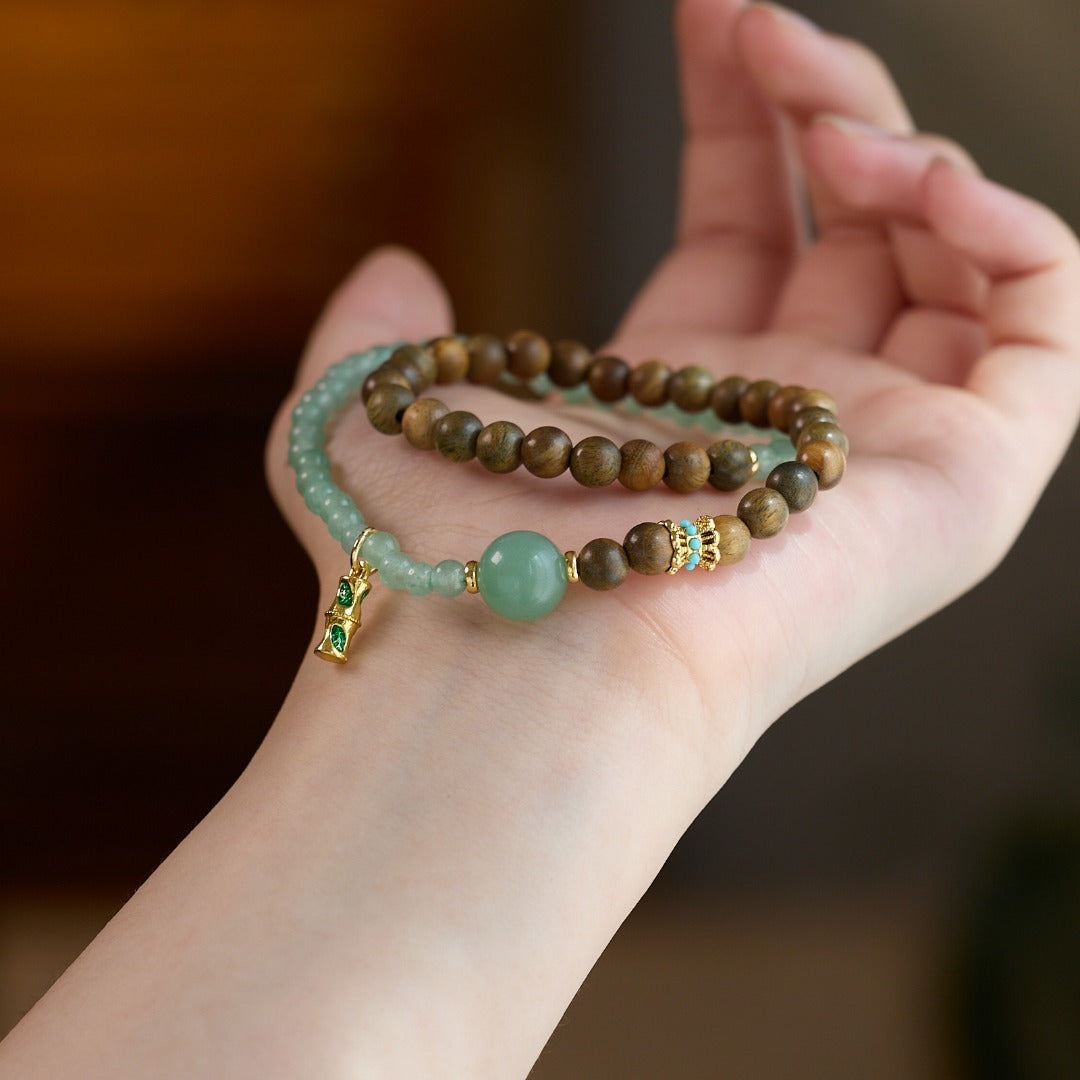 Rising Bamboo Aventurine & Sandalwood Bracelet