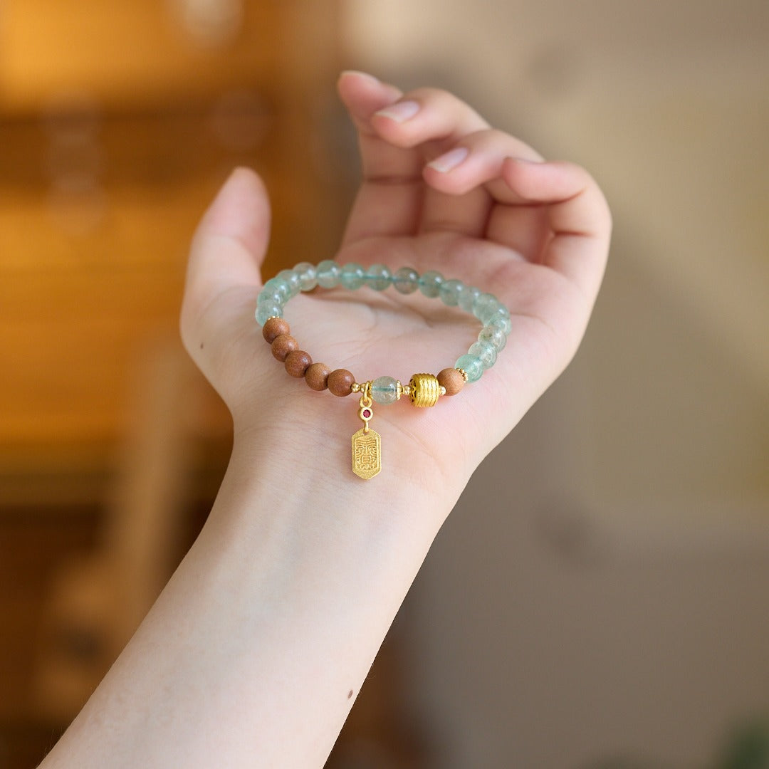 Green Quartz & Sandalwood Luck Flow Bracelet