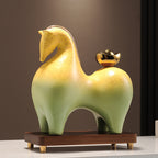 "Wealth Carrier" (Ma Shang You Qian) Modern Ceramic Horse – Earth Element Feng Shui Cure for Asset Accumulation & Stability