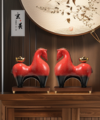 "Wealth Carrier" (Ma Shang You Qian) Modern Ceramic Horse – Earth Element Feng Shui Cure for Asset Accumulation & Stability