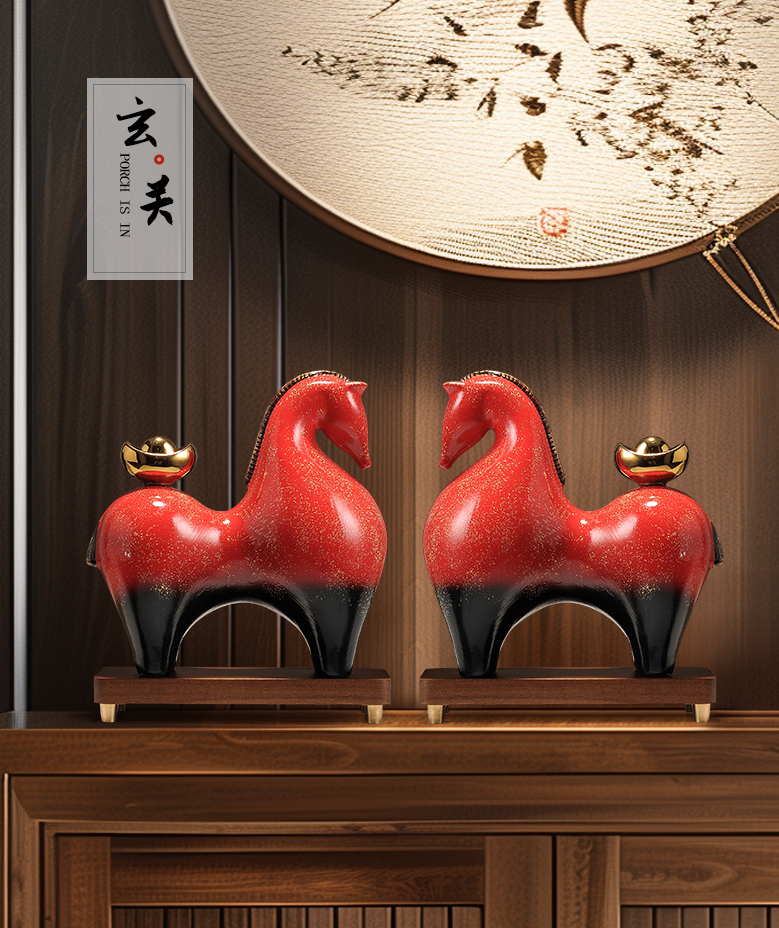 "Wealth Carrier" (Ma Shang You Qian) Modern Ceramic Horse – Earth Element Feng Shui Cure for Asset Accumulation & Stability