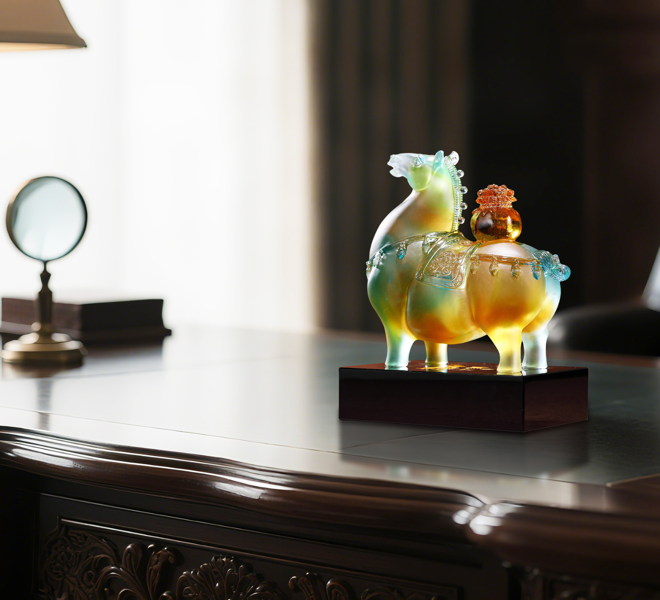 "Breathing Wealth" (Liu Li) Crystal Horse Statue – Ancient Glaze Cure for Immediate Prosperity & Yang Energy