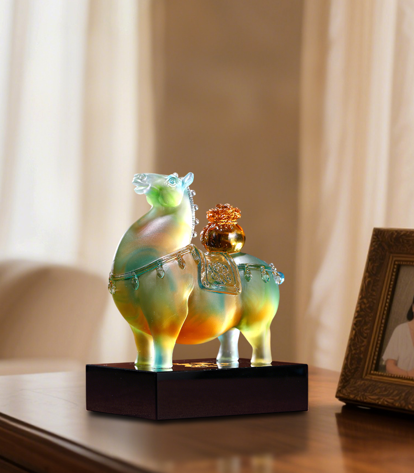 "Breathing Wealth" (Liu Li) Crystal Horse Statue – Ancient Glaze Cure for Immediate Prosperity & Yang Energy