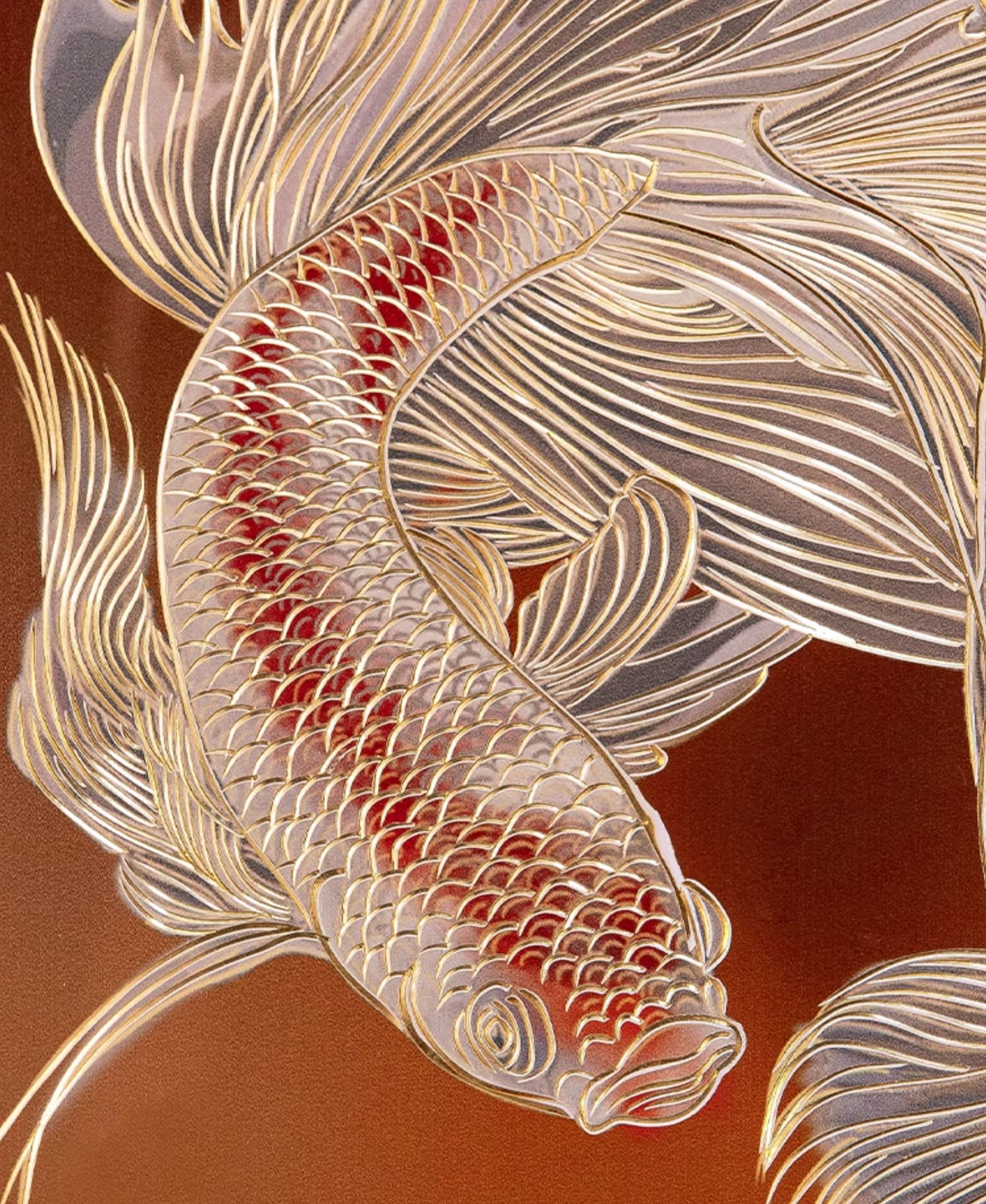 "Golden Koi of Prosperity" (Jin Li) Hand-Carved Solid Brass Wall Art – Metal Element Feng Shui Cure for Abundance & Career Success