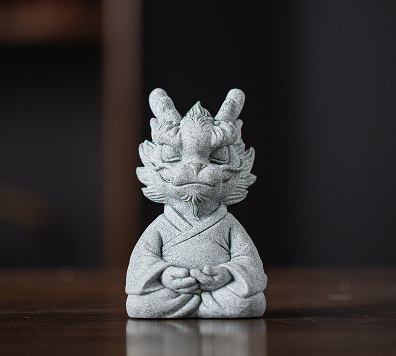 Green Sandstone Dragon Statue