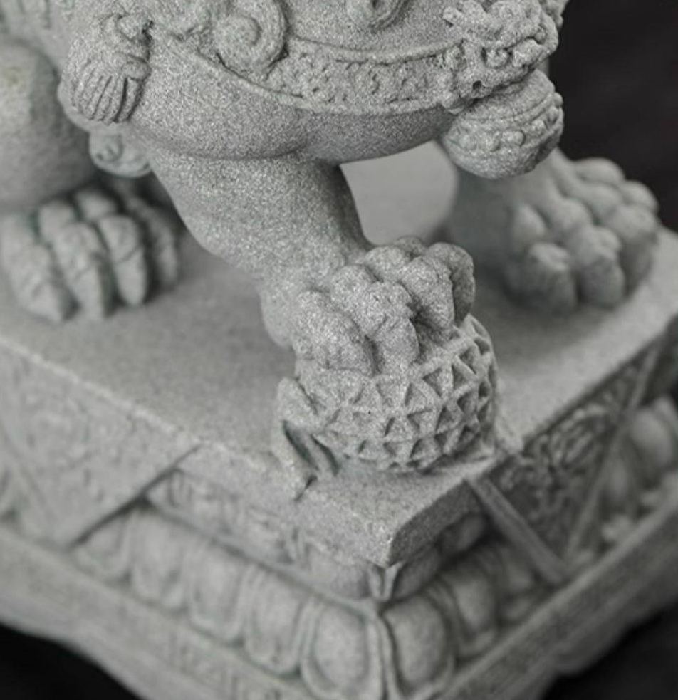 Imperial Blue Sandstone Foo Dogs Pair