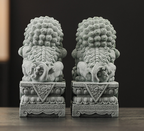 Imperial Blue Sandstone Foo Dogs Pair