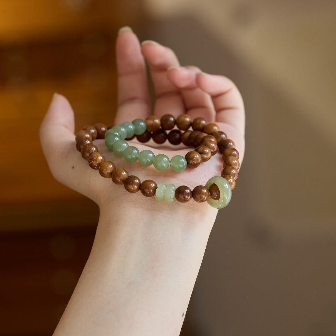 Twin Lotus Kuke & Hetian Jade Bracelet