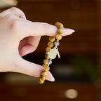 Pulsera Pixiu de Ojo de Tigre Dorado y Cuarzo Limón