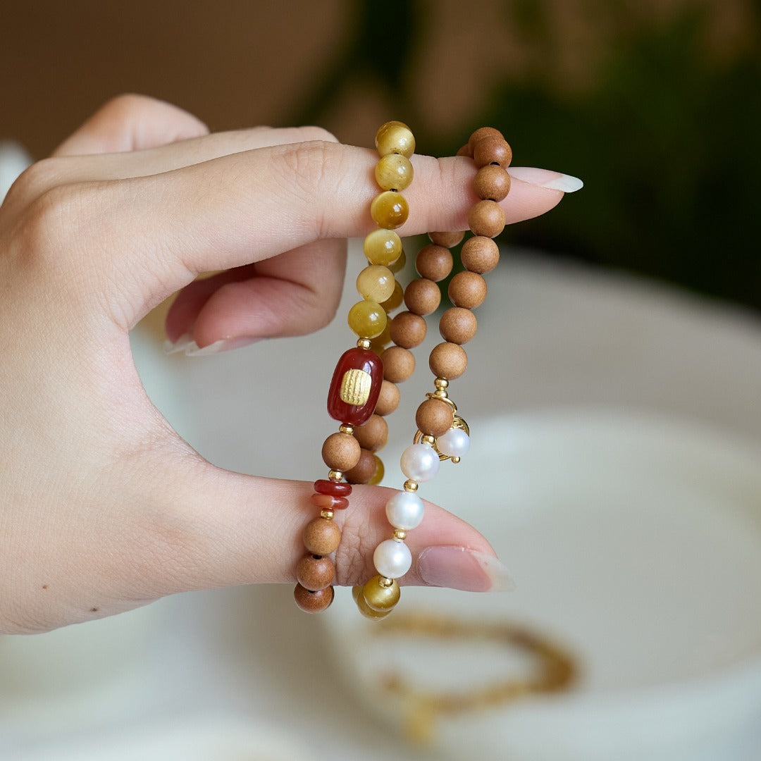 Golden Tiger Eye & Sandalwood Fortune Bracelet