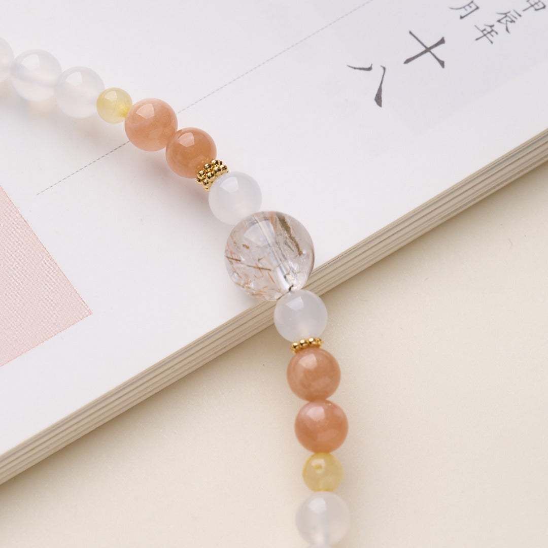 White Chalcedony & Copper Rutile Wealth Bracelet