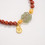Pulsera de la Fortuna con Calabaza de Ágata Roja y Jade