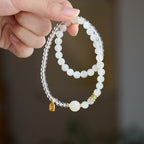 White Agate & Crystal Fortune Blessing Bracelet