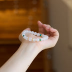 Weißes Chalcedon Rosenquarz Glücksarmband