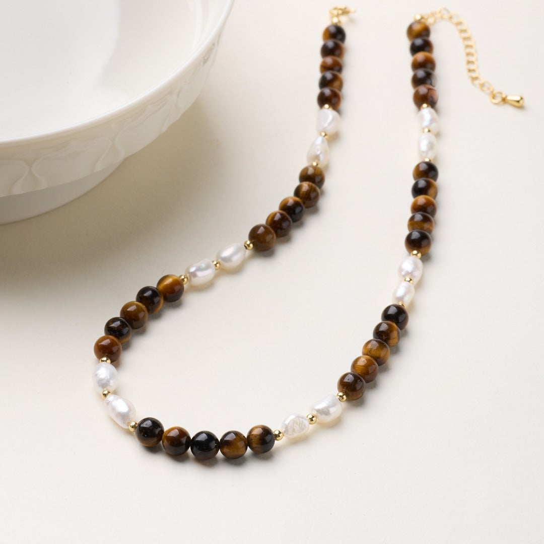 Golden Tiger Eye & Pearl Harmony Bracelet
