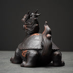 Obsidian Black Pottery Dragon Turtle Guardian
