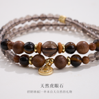 Bracelet de Richesse en Obsidienne de Glace & Œil de Tigre