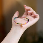 Rainbow Tourmaline & Pearl Gourd 5-Element Bracelet