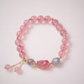 Bracelet Charme Renard en Quartz Fraise
