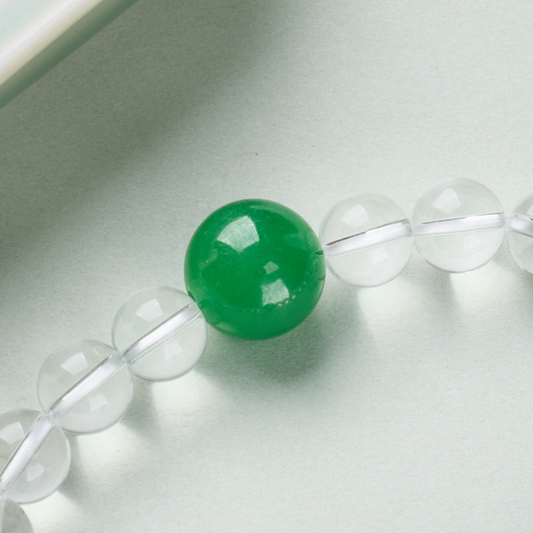 Reines Weißes Kristall- & Grünes Achat Zen-Armband