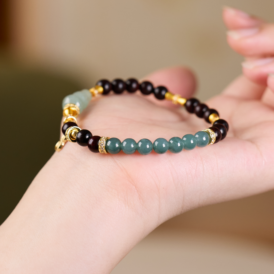Rising Bamboo Sandalwood & Jade Feng Shui Bracelet