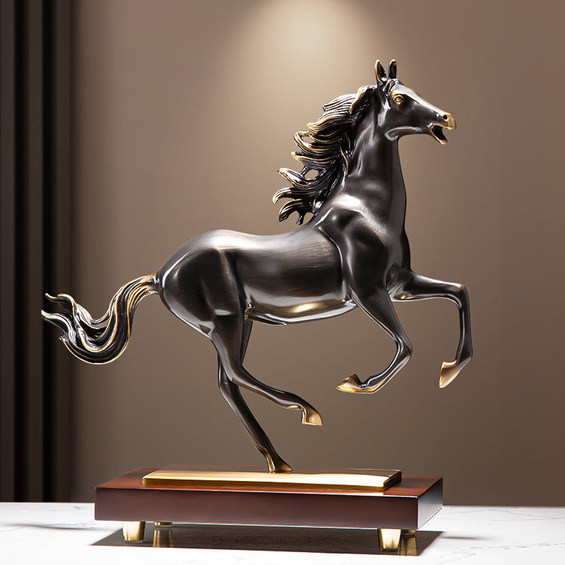 Unstoppable Spirit Solid Copper Horse Statue – Metal Element Cure for Leadership Authority & Perseverance