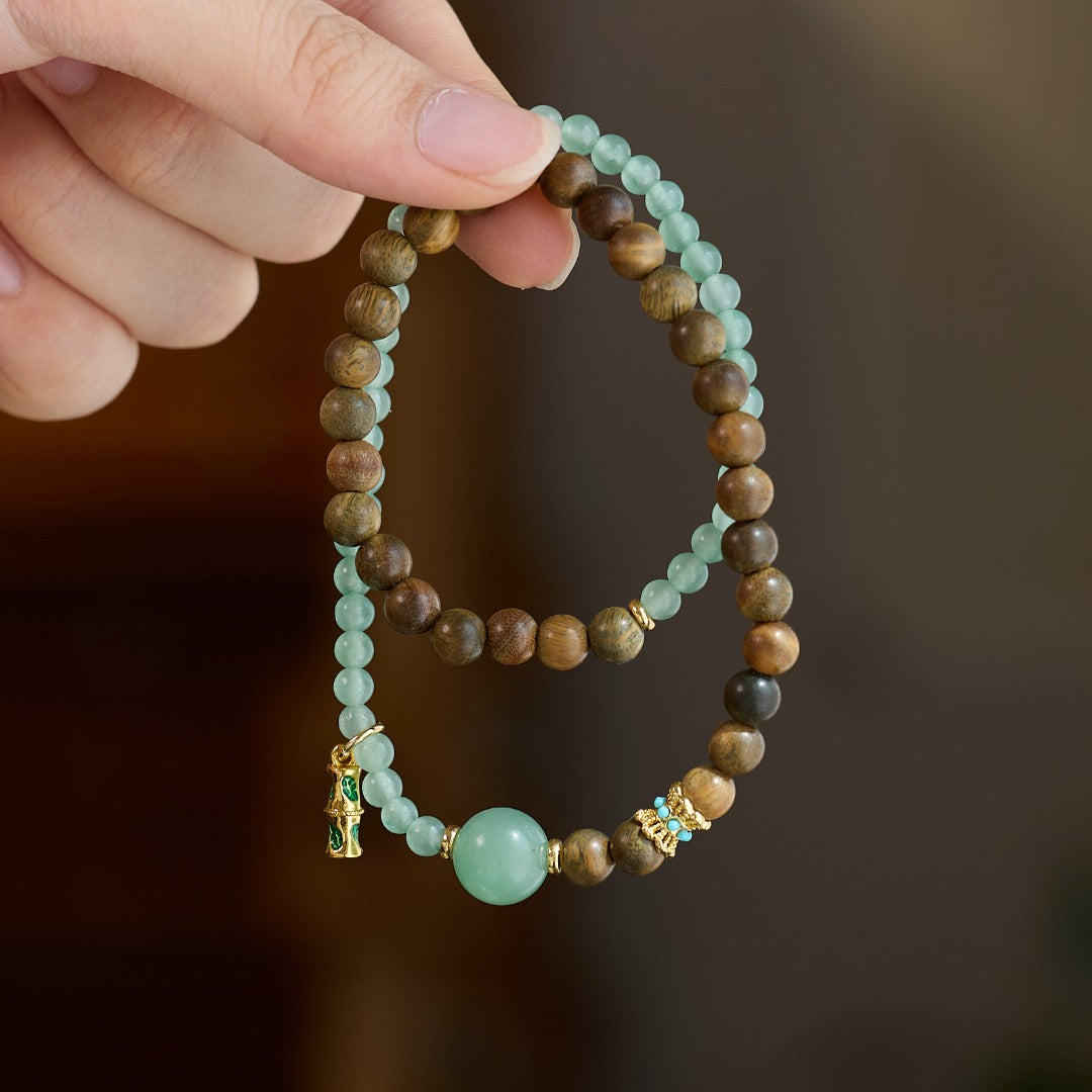 Rising Bamboo Aventurine & Sandalwood Bracelet