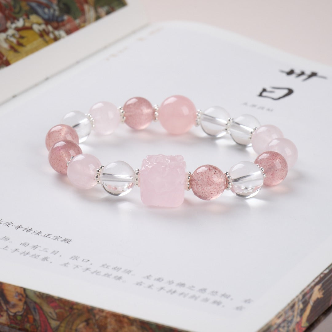 Strawberry Rose Quartz Love Attraction Bracelet