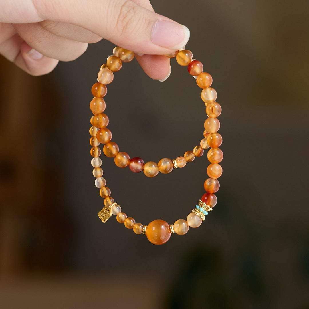 Red Agate & Ancient Gold Fortune Bracelet